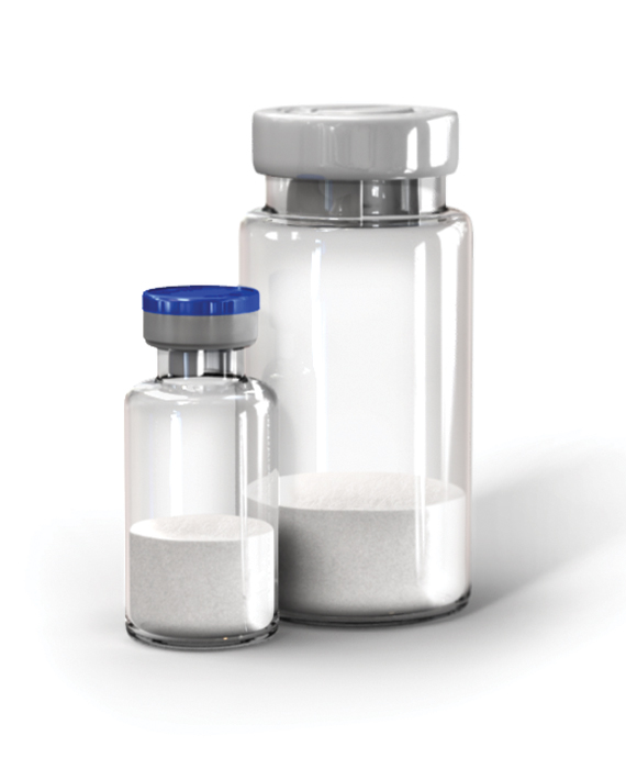 Powder-filled vials for cytotoxic products